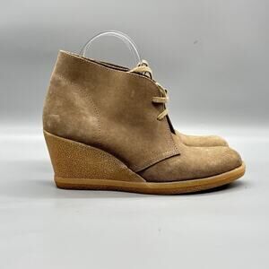 J Crew Boots Womens 8 Beige Suede MacAlister Chukka Wedge Desert Ankle Shoes